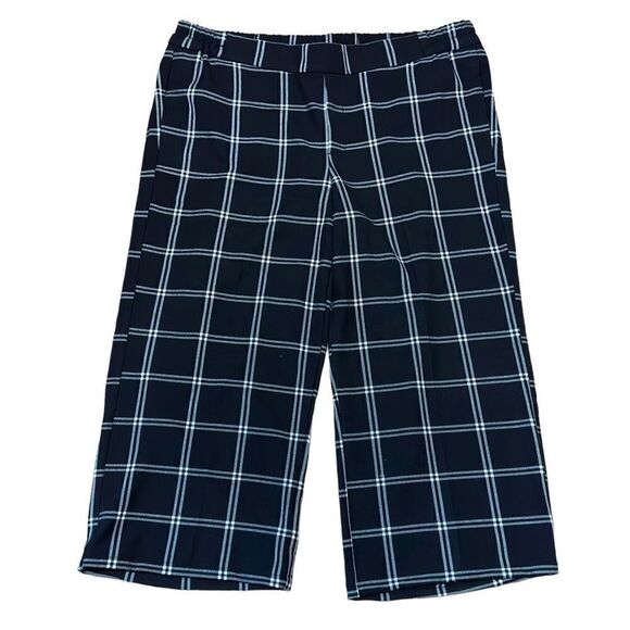 Old Navy Black & White Window Pane Wide Leg Capri Pants XLARGE - Picture 1 of 12